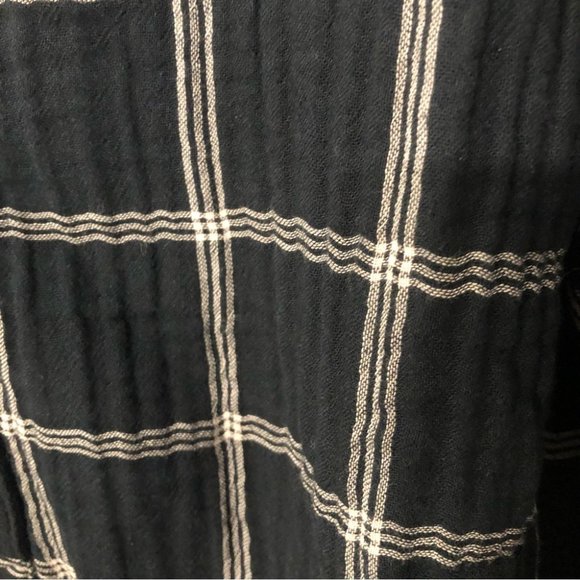 Madewell True Black Windowpane Chelston V-Neck Button Front Top Size XL NWT - Picture 8 of 11